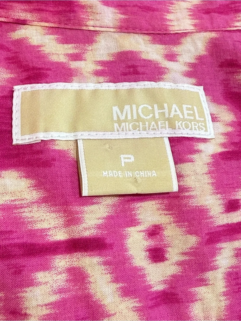 Michael Kors Pink Ikat Print Button Front Shirt Petite P